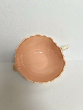 1940's Vintage Anchor Hocking Oyster & Pearl White/Pink Handle Candy Dish